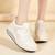 Women's beige retro silver stripe lace rocker bottom shoe sneaker 09
