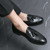 Men's black retro tassel croc skin pattern slip on dress shoe 05
