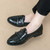 Men's black croc skin pattern monk strap buckle slip on dress shoe 04