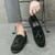 Men's black nubuck tassel on penny slip on dress shoe 04