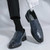 Men's blue retro panel accents croc skin pattern slip on dress shoe 06