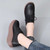 Women's black casual plain lace up rocker bottom shoe sneaker 02