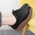 Women's black casual plain lace up rocker bottom shoe sneaker 03