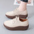 Women's beige casual plain lace up rocker bottom shoe sneaker 03