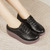 Women's black stretch lace accents slip on rocker bottom shoe 09