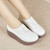 Women's white stretch lace accents slip on rocker bottom shoe 08
