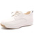 Women's beige casual plain lace up rocker bottom shoe sneaker 01