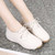 Women's beige casual plain lace up rocker bottom shoe sneaker 07