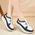 Women's black white retro lace accents rocker bottom shoe sneaker 05