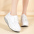 Women's white retro lace accents rocker bottom shoe sneaker 06