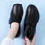Women's black plain velcro slip on shoe loafer foldable rear 05