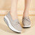 Women's grey butterfly strap accent slip on rocker bottom shoe 09