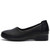 Women's black plain low cut slip on heel shoe 06