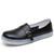 Women's black plain buckle strap slip on shoe loafer 01
