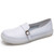 Women's white plain buckle strap slip on shoe loafer 0