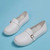 Women's white plain buckle strap slip on shoe loafer 11