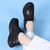 Women's black casual plain lace up nursing shoe 02