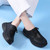 Women's black casual plain lace up nursing shoe 03
