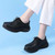 Women's black casual plain lace up nursing shoe 04