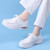 Women's white casual plain lace up nursing shoe 04