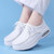 Women's white casual plain lace up nursing shoe 08