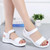 Women's white casual plain velcro slip on shoe sandal 03