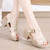 Women's beige plain retro cut out buckle chunky heel shoe sandal 02