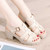 Women's beige plain retro cut out buckle chunky heel shoe sandal 07