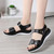 Women's black casual metal buckle velcro slip on shoe sandal 04