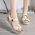Women's beige casual metal buckle velcro slip on shoe sandal 03