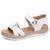 Women's white casual metal buckle velcro slip on shoe sandal 01