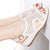 Women's beige pattern shape hollow out buckle shoe sandal 05