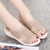Women's brown pattern shape hollow out buckle shoe sandal 07