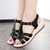Women's black casual accent strap cut out buckle shoe sandal 05