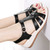 Women's black casual accent strap cut out buckle shoe sandal 06