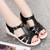 Women's black casual accent strap cut out buckle shoe sandal 07