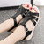 Women's black casual accent strap cut out buckle shoe sandal 08