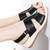 Women's black casual plain cut out velcro slip on shoe sandal 02