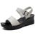 Women's grey plain buckle accents velcro wedge shoe sandal 01