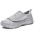 Women's grey wide velcro open vamp stripe nursing shoe sneaker 01