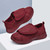 Women's maroon red wide velcro open vamp stripe nursing shoe sneaker 09