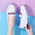Women's white stripe strap panel slip on shoe loafer foldable rear 09