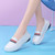Women's white stripe strap panel slip on shoe loafer foldable rear 11