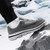 Women's grey wide velcro open vamp winter nursing shoe sneaker 04