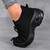Women's black sock like fit no tie lace double rocker bottom shoe sneaker 06