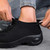 Women's black sock like fit no tie lace double rocker bottom shoe sneaker 08