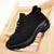 Women's black sock like fit no tie lace double rocker bottom shoe sneaker 11