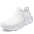 Women's white flyknit plain sock like fit slip on shoe sneaker 01