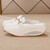 Women's beige check pattern metal buckle slip on rocker bottom shoe 10