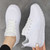 Women's white flyknit plain pattern texture rocker bottom shoe sneaker 02